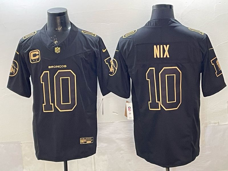 Men 2026 Denver Broncos #10 Nix black gold three generations Nike Limited NFL Jersey style 001